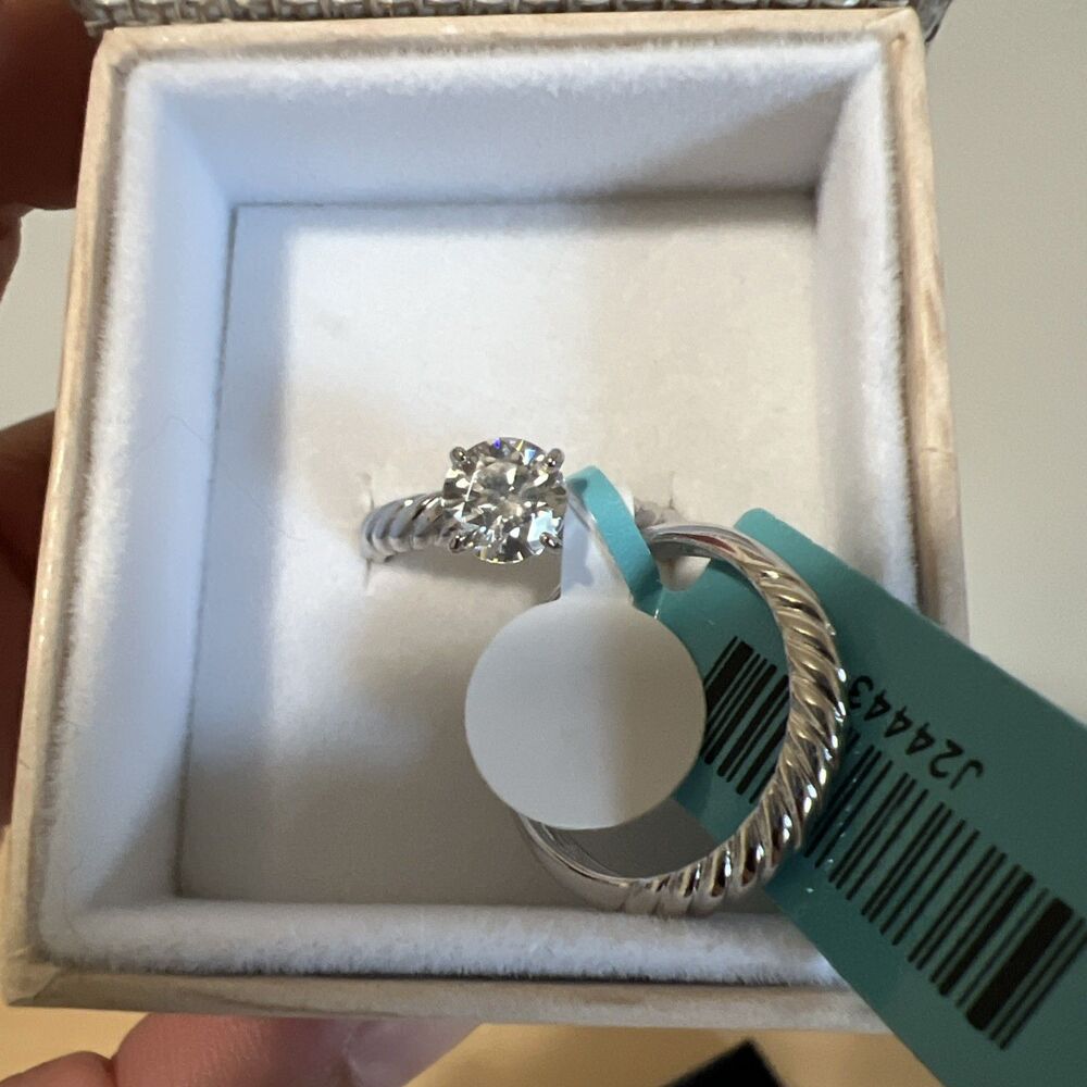 Sterling Silver Moissanite Size 8  Ring Set 1.20CTW VVSD Color - Picture 2 of 6